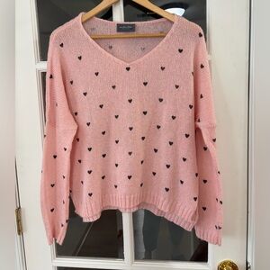Wooden Ships Heart Print Sweater - Size X/S - light pink